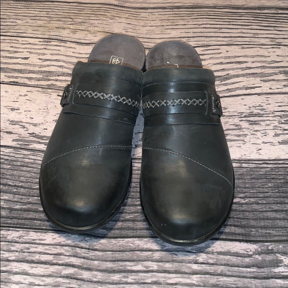 SPENCO Leather Clogs Dark Gray Slip On Size 8 W